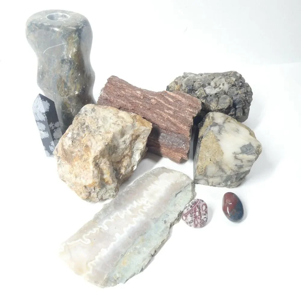 Rock Lot Natural Raw & Polished Specimens Unidentified 7.25lb